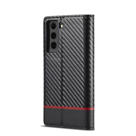 Чехол-книжка LC.IMEEKE Carbon Fiber для Samsung Galaxy S21 FE - Horizontal Black