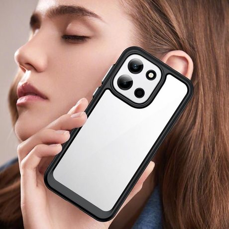 Протиударний чохол Colorful Acrylic Series з кольоровою силіконовою боковиною на OnePlus Nord 6 5G — чорний