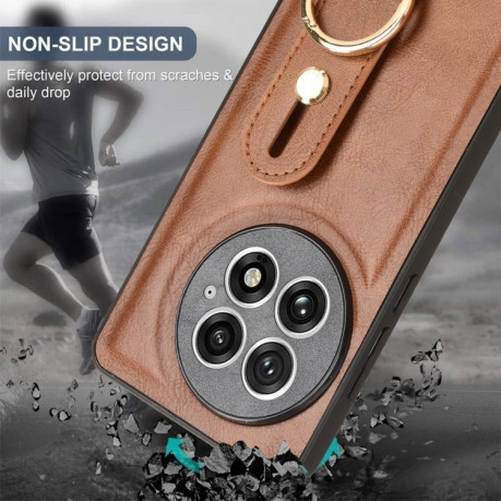 Протиударний чохол Wristband Leather Back для OnePlus 13 - коричневий