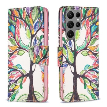 Чехол-книжка Colored Drawing Pattern для Samsung Galaxy S24 Ultra 5G - Life