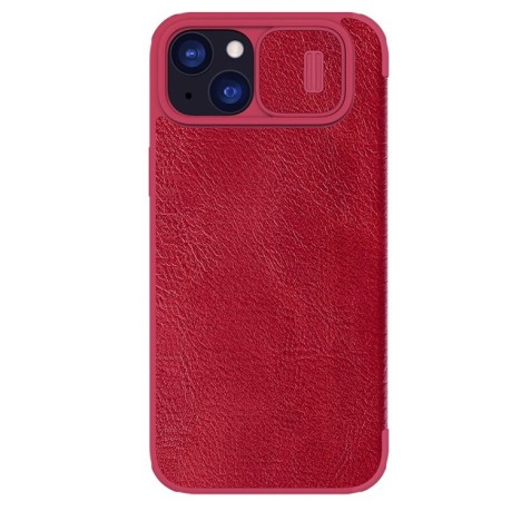 Кожаный чехол-книжка Nillkin Qin Series для iPhone 15 Plus - красный