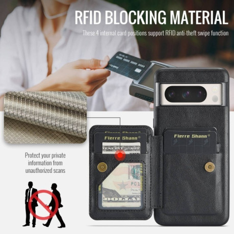 Чехол Fierre Shann Oil Wax Cow Leather Card Holder на Google Pixel 8a  - черный