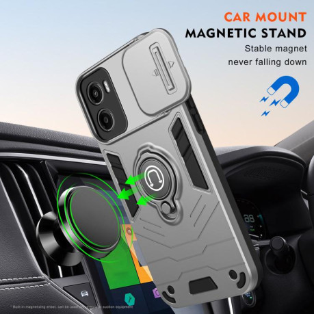 Противоударный чехол Sliding Camshield Ring Holder для Motorola Moto G05 - серый