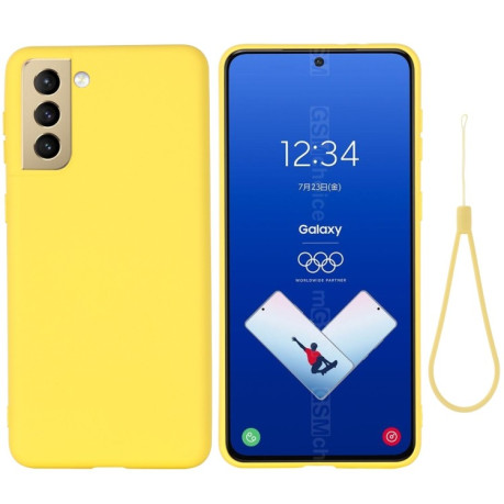 Силиконовый чехол Solid Color Liquid Silicone на Samsung Galaxy S21 FE - желтый