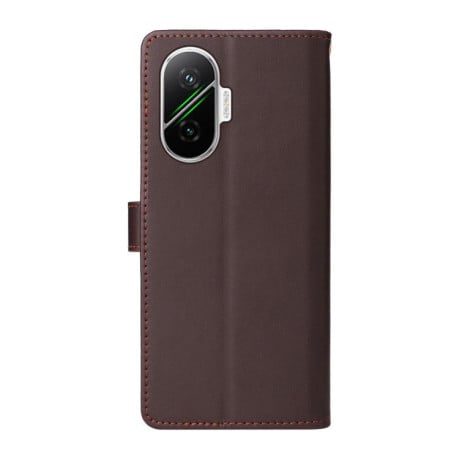 Чехол-книжка Six Card Slots Buckle Leather with Lanyard на на Xiaomi Poco F7 / Xiaomi Redmi Turbo 4 Pro - кофейный