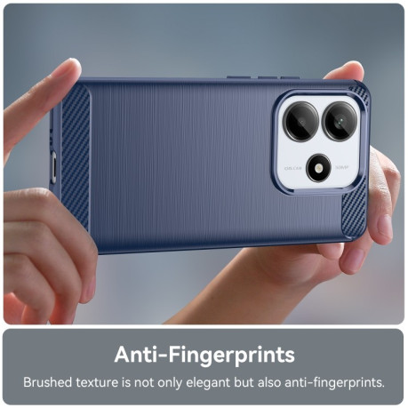 Противоударный чехол Brushed Texture Carbon Fiber на Xiaomi Redmi Note 14 5G/Poco M7 Pro 5G - синий