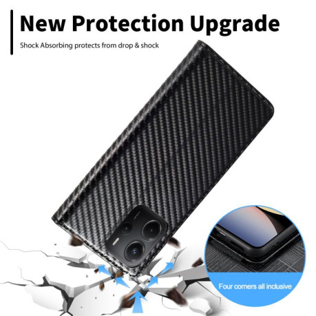 Чехол-книжка LCIMEEKE Carbon Fiber для  Xiaomi Redmi Note 14 4G 164.48  - Black