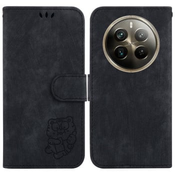 Чехол-книжка Little Tiger Embossed Leather на Realme 12 Pro / 12 Pro+ - черный
