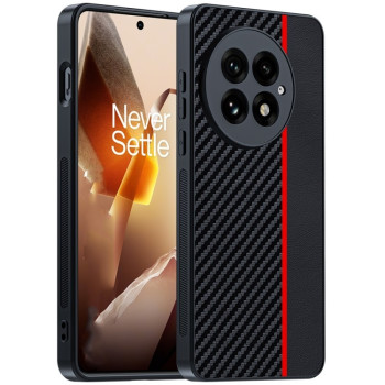 Противоударный чехол Carbon Fiber Texture Printing для OnePlus 13 - черно-красный