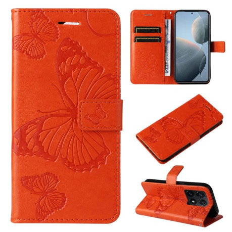 Чохол-книжка Embossed Butterfly для Xiaomi 14T - помаранчевий