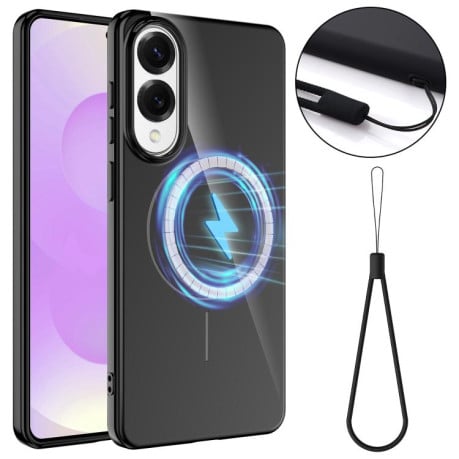 Противоударный чехол Glossy TPU Shockproof MagSafe на Samsung Galaxy S25 Edge 5G - черный