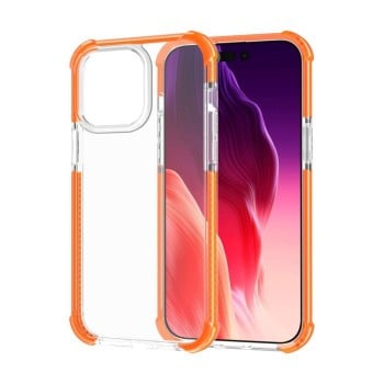 Противоударный акриловый чехол Four-corner на iPhone 15 Pro Max -прозрачно-оранжевый