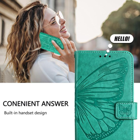 Чехол-книжка Embossed Butterfly для OPPO A5 Pro 5G Global - зеленый