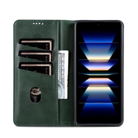 Чехол-книжка AZNS с фактурой Calf на Samsung Galaxy S25 FE 5G - зеленый