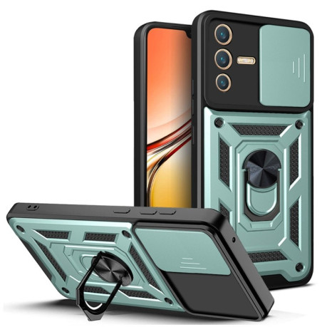 Противоударный чехол Sliding Camshield для Vivo V23 5G / S12 - зеленый