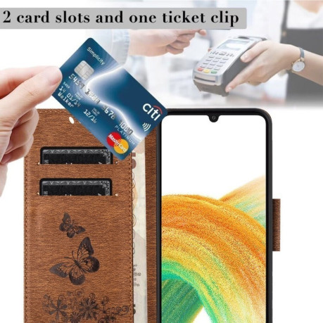 Чохол-книжка Embossed Butterfly  для Samsung Galaxy A36/A56 5G - коричневий
