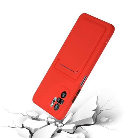 Противоударный чехол Card Slot Design на Xiaomi Redmi Note 10/10s/Poco M5s - красный
