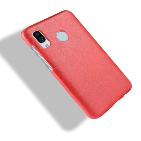 Шкіряний чохол Litchi Texture на Samsung Galaxy A30 -червоний