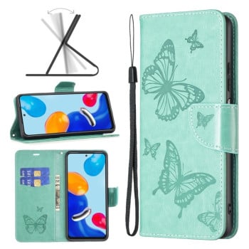 Чехол-книжка Butterflies Pattern для Xiaomi Redmi Note 12S 4G / Note 11 - зеленый