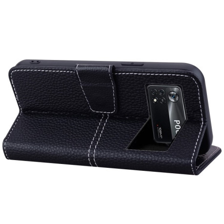 Чохол-книжка Litchi RFID Leather для Xiaomi Poco M4 Pro 4G - чорний