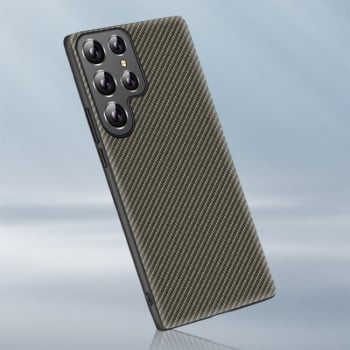 Протиударний чохол Printing Carbon Fiber для Samsung Galaxy S23 Ultra 5G - золотий