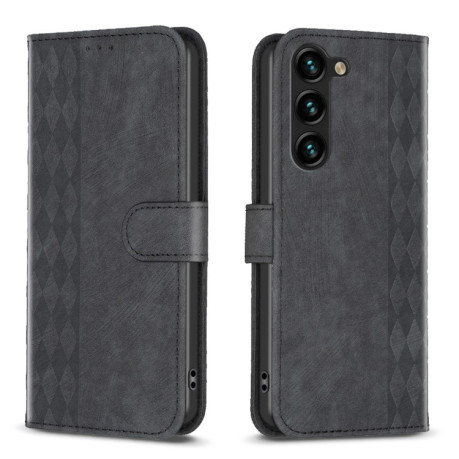 Чехол-книжка Plaid Embossed Leather для Samsung Galaxy S24 5G - черный