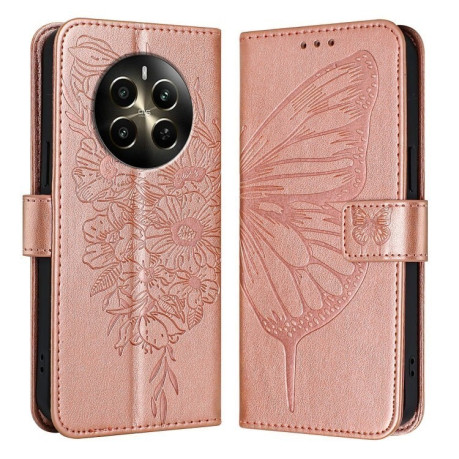 Чохол-книжка Embossed Butterfly для Realme 12 Pro/12 Pro Plus - рожеве золото