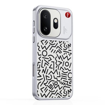 Кожаный магнитный чехол Escase Flower World на OnePlus 15T — белый