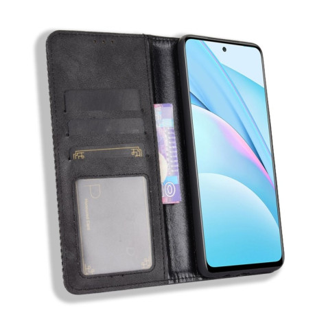 Чехол-книжка Magnetic Buckle Retro на Xiaomi Mi 10T Lite - черный