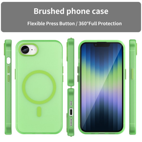 Противоударный чехол MagSafe Frosted Translucent TPU + PC для iPhone 16e - зеленый