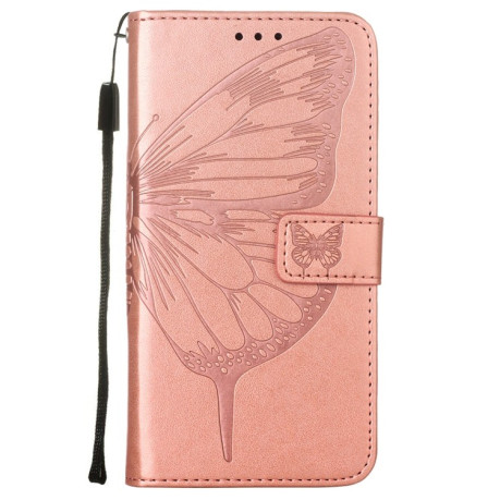 Чехол-книжка Embossed Butterfly для Samsung Galaxy M33 5G  - розовое золото
