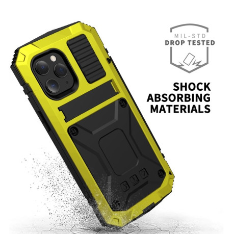 Противоударный металлический чехол R-JUST Dustproof на iPhone 12 / 12 Pro - желтый