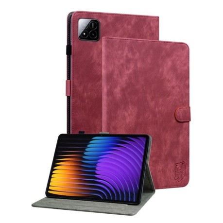 Чехол-книжка Embossed Tiger Pattern Leather для Xiaomi Pad 7 / Pad 7 Pro - красный