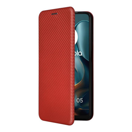 Чехол-книжка Carbon Fiber Texture на Motorola Moto G05 / E15 - коричневый