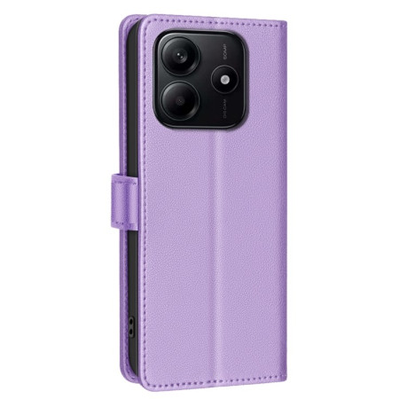 Чехол-книжка Litchi Texture RFID Anti-theft Leather для Xiaomi Redmi Note 14 5G/Poco M7 Pro 5G - фиолетовый