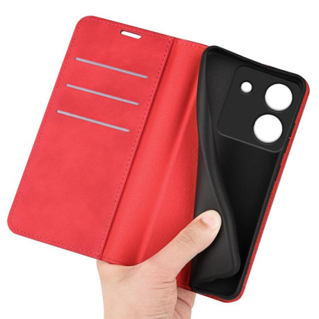 Чехол-книжка Retro Skin Feel Business Magnetic на Xiaomi Poco M7 Pro 5G - красный