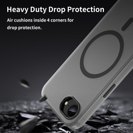 Противоударный чехол MagSafe Frosted Translucent TPU + PC для iPhone 16e - черный