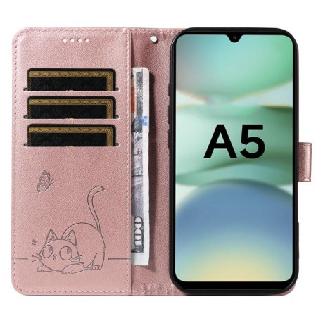 Чехол-книжка Happy Cat Pattern для Xiaomi Redmi A5 4G - золото