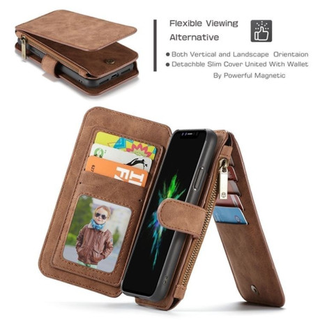 Кожаный чехол-кошелек CaseMe Wallet для iPhone XR - коричневый