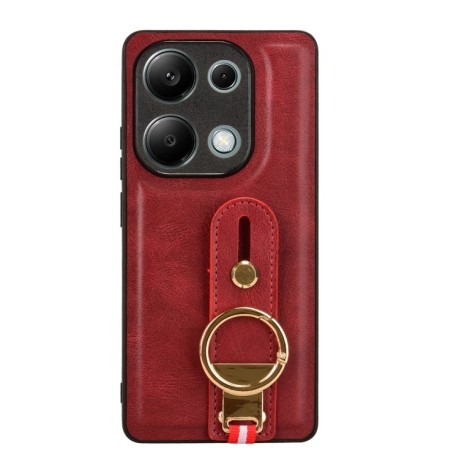 Противоударный чехол Wristband Leather Back для Xiaomi Redmi Note Redmi Note 14S/ 13 Pro 4G / POCO M6 Pro 4G - красный