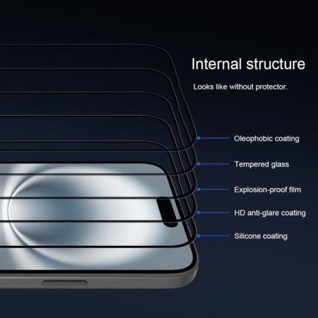 Защитное стекло Nillkin (CP+ max 3D) для  iPhone 16 - черное
