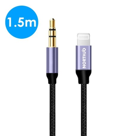 Адаптер NORTHJO LTM03 8 Pin to 3.5mm Audio AUX Jack Cable, Length:1.5m