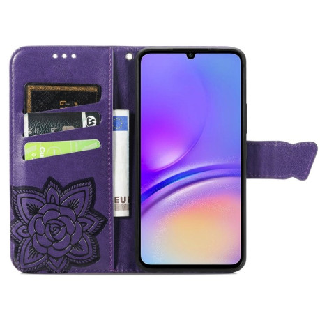 Чехол-книжка Butterfly Love Flower Embossed для Samsung Galaxy A05 - фиолетовый