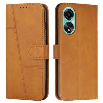 Чехол-книжка со строчкой и фактурой Calf на OPPO A78 4G - желтый