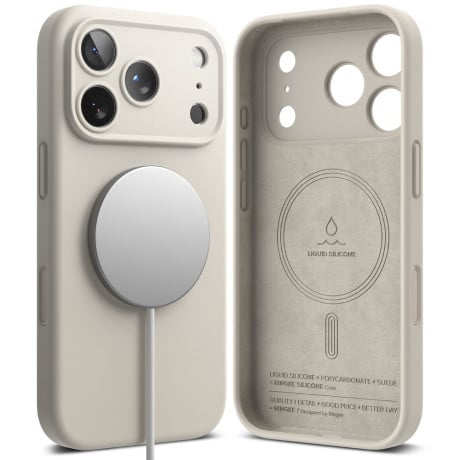 Оригинальный силиконовый чехол Ringke Silicone Magnetic с MagSafe на iPhone 17 Pro - Beige
