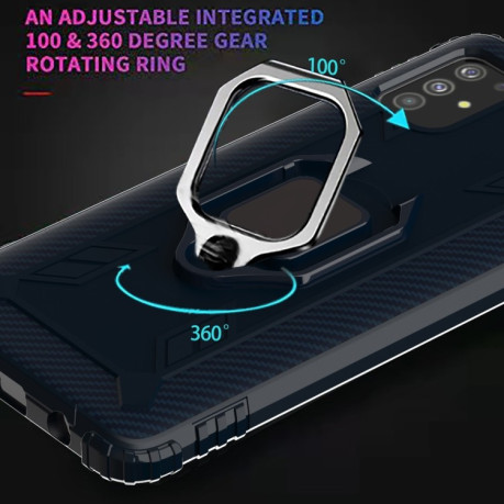 Противоударный чехол Carbon Fiber Rotating Ring на Samsung Galaxy M31s - синий
