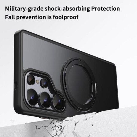 Ударозахисний чохол 360 Rotating MagSafe Magnetic Frosted  для Samsung Galaxy S25 Ultra 5G - чорний