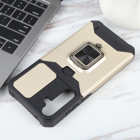 Противоударный чехол Armor Camera Shield для Samsung Galaxy A55 5G - золотой