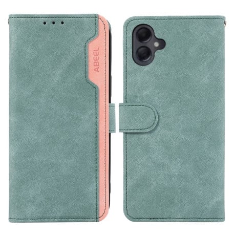 Чохол-книжка ABEEL Color Block Magnetic RFID Leather для Samsung Galaxy A06 4G - Cyan-Pink