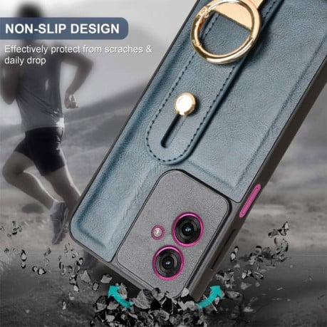 Протиударний чохол Wristband Leather Back для Motorola Moto G55 5G - синій